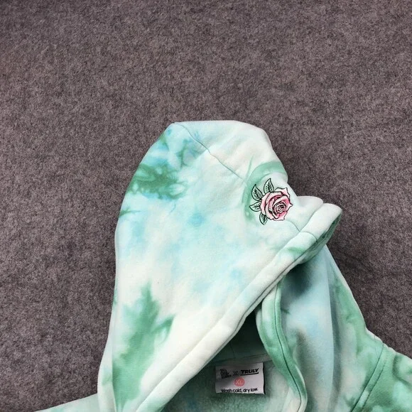 Mr Eatwell x Truly Hoodie Mens XL Tie Dye Pullover Embroidered Rose Can Drink